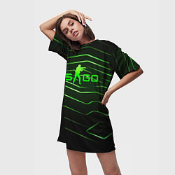 Футболка женская длинная CS GO dark green, цвет: 3D-принт — фото 2
