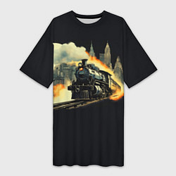 Женская длинная футболка Поезд путешествие
