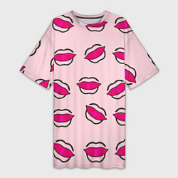 Женская длинная футболка Силуэт губы