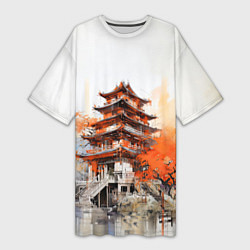 Женская длинная футболка Японский замок