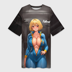 Женская длинная футболка Fallout anime girl