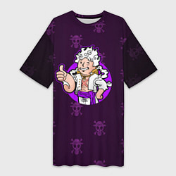 Женская длинная футболка One piece - Луффи в стиле Пип-Бой