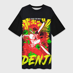 Женская длинная футболка Человек-бензопила - поп арт