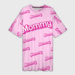 Женская длинная футболка Мамочка в стиле барби - паттерн розовый