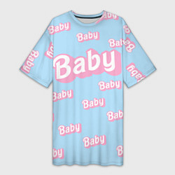 Женская длинная футболка Baby - Barbie style: blue pattern