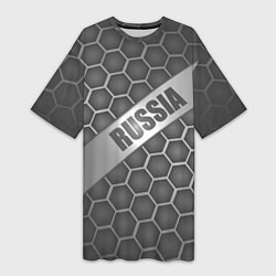 Женская длинная футболка Россия в сером цвете