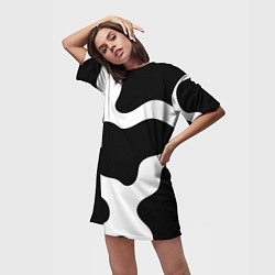 Футболка женская длинная Кожа коровы, цвет: 3D-принт — фото 2