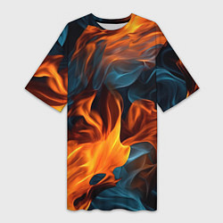 Футболка женская длинная Пламя огня, цвет: 3D-принт