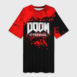 Женская длинная футболка Doom blood game