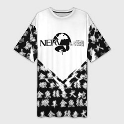 Женская длинная футболка Евангелион логотип Nerv anime
