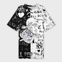 Женская длинная футболка Lil peep logo rap