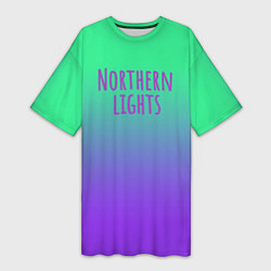 Женская длинная футболка Northern lights gradient