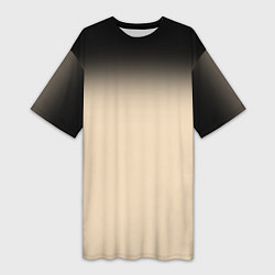 Женская длинная футболка Градиент: от черного к телесному