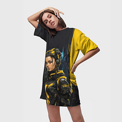 Футболка женская длинная Девушка сигнальной одежде, цвет: 3D-принт — фото 2