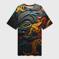 Футболка женская длинная Абстракция в этническом стиле, цвет: 3D-принт