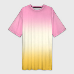 Женская длинная футболка Розовый бежевый желтый градиент
