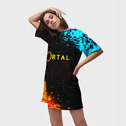 Футболка женская длинная Portal x Half life, цвет: 3D-принт — фото 2