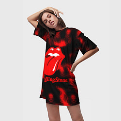 Футболка женская длинная Rolling Stone rock, цвет: 3D-принт — фото 2