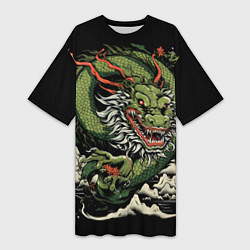 Женская длинная футболка Символ года зеленый дракон