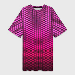 Женская длинная футболка Градиент розовый с рисунком