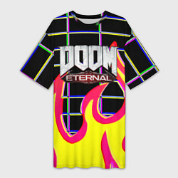 Футболка женская длинная Doom Eternal retro game, цвет: 3D-принт