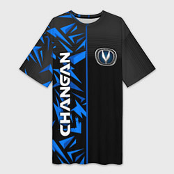 Футболка женская длинная Changan - blue uniform, цвет: 3D-принт