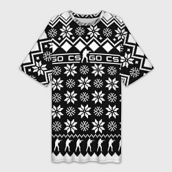 Женская длинная футболка CS GO christmas sweater