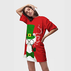 Футболка женская длинная Лама - альпака в день Патрика, цвет: 3D-принт — фото 2