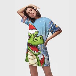 Футболка женская длинная Малыш дракончик, цвет: 3D-принт — фото 2