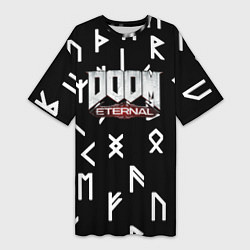Женская длинная футболка Doom Eternal mars symbol demon