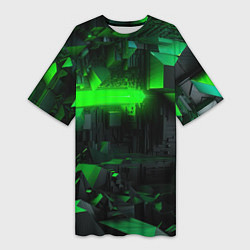 Женская длинная футболка Симметрия зеленых теней