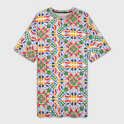 Футболка женская длинная Мелкий красочный узор, цвет: 3D-принт