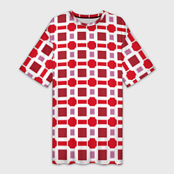 Женская длинная футболка Красные кирпичики и белые полосы