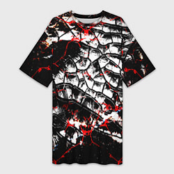 Футболка женская длинная Черные разломы, цвет: 3D-принт