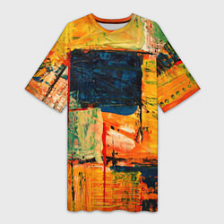 Женская длинная футболка Арт стиль красками