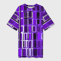 Футболка женская длинная Фиолетовые прямоугольники, цвет: 3D-принт