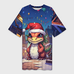 Футболка женская длинная Маленький милый дракон 2024, цвет: 3D-принт