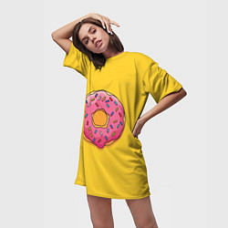 Футболка женская длинная Пончик Гомера, цвет: 3D-принт — фото 2