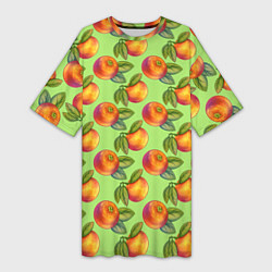 Женская длинная футболка Апельсинки с листьями