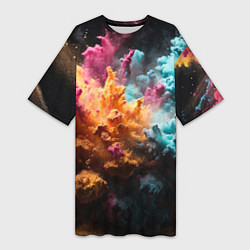 Женская длинная футболка Яркий цветовой взрыв