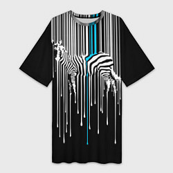 Женская длинная футболка Штрихкод зебра