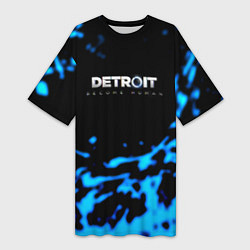 Женская длинная футболка Detroit become human голубая кровь