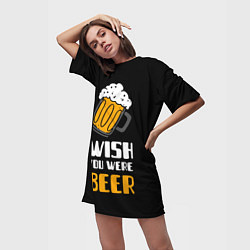 Футболка женская длинная Wish you were beer, цвет: 3D-принт — фото 2