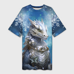 Женская длинная футболка Зимний дракон