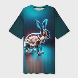 Женская длинная футболка Прозрачный стеклянный кролик