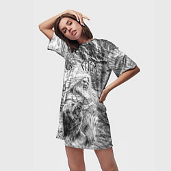 Футболка женская длинная Воин с топором и медведь, цвет: 3D-принт — фото 2