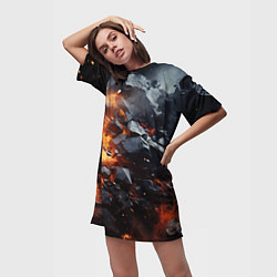 Футболка женская длинная Взрыв камней и плит, цвет: 3D-принт — фото 2