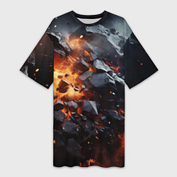 Женская длинная футболка Взрыв камней и плит