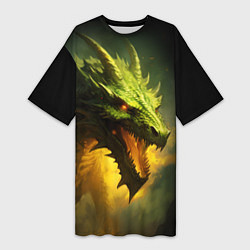 Женская длинная футболка Злой зеленый дракон 2024