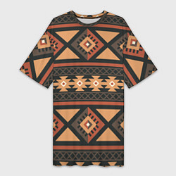 Женская длинная футболка Этническая геометрия с ромбами - паттерн